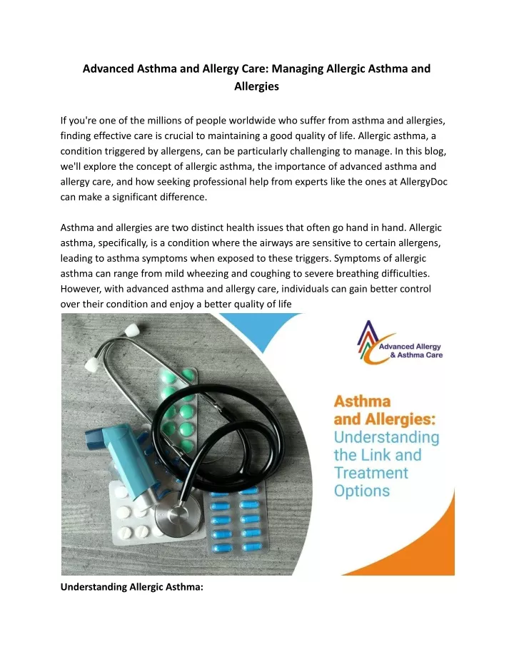 advanced asthma and allergy care managing
