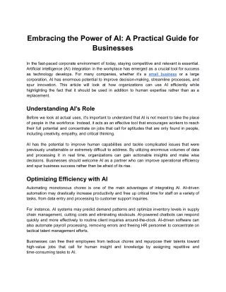 Embracing the Power of AI_ A Practical Guide for Businesses