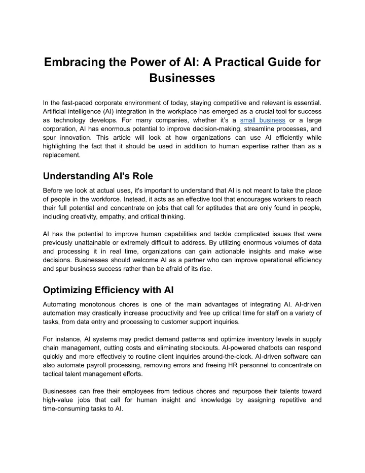 embracing the power of ai a practical guide