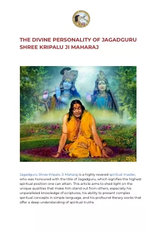 THE DIVINE PERSONALITY OF JAGADGURU SHREE KRIPALU JI MAHARAJ - Google Docs