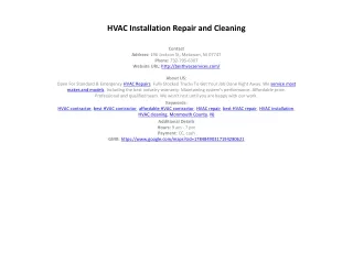 HVAC Installation Repair and Cleaning