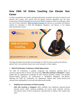 How CMA US Online Coaching Can Elevate Your Career