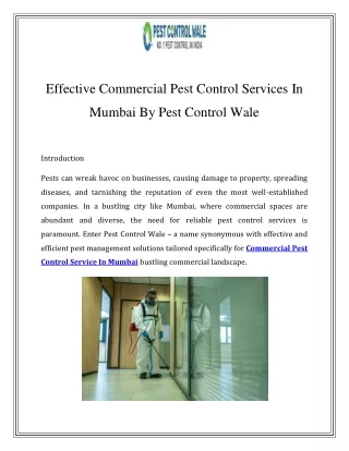 Commercial Pest Control Service In Mumbai Call-8830923380