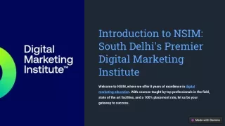 Introduction to NSIM: South Delhi's Premier Digital Marketing Institute