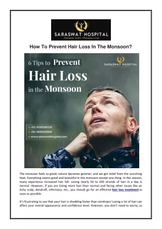How To Prevent Hair Loss In The Monsoon?