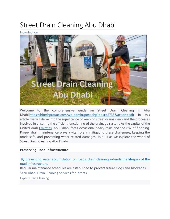 street drain cleaning abu dhabi introduction
