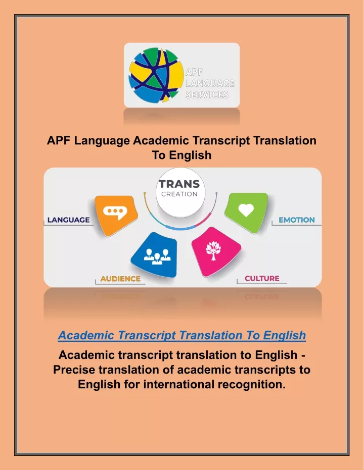 apf language academic transcript translation