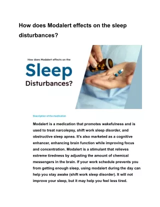 How does Modalert effects on the sleep disturbances