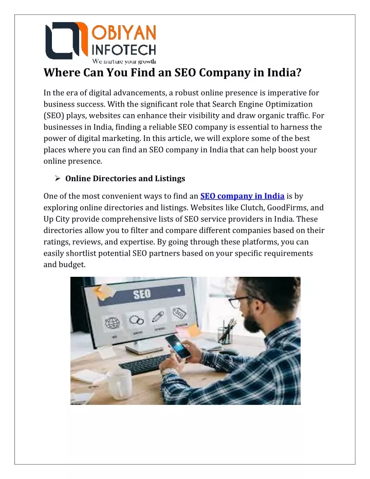 where can you find an seo company in india