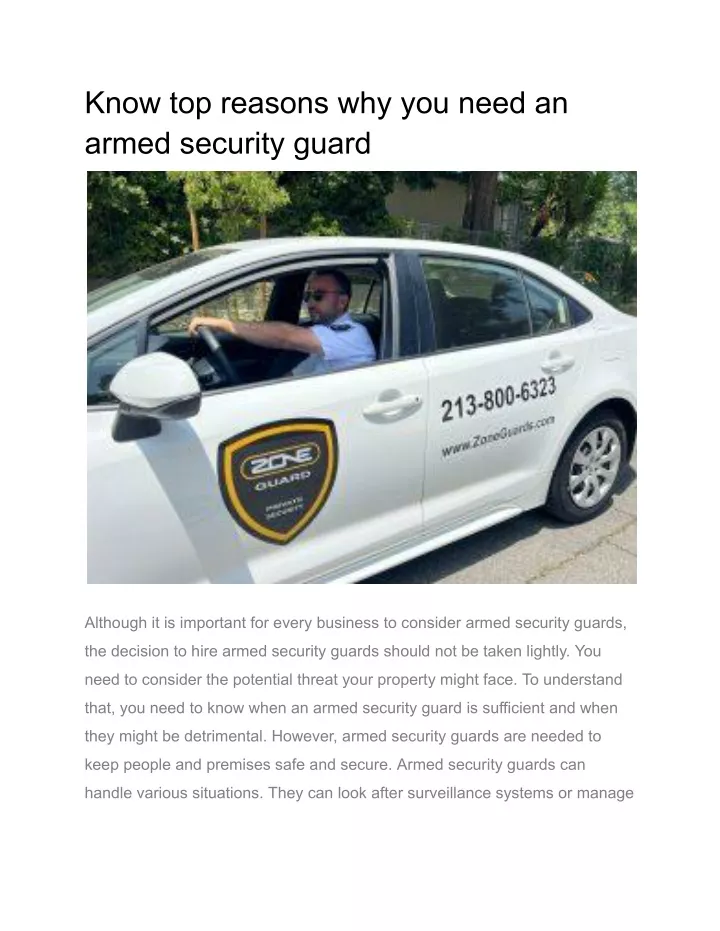 know top reasons why you need an armed security