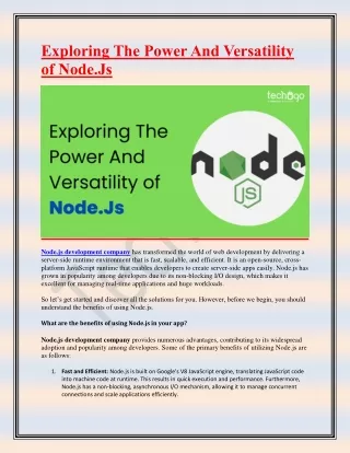 exploring the power and versatility of node js