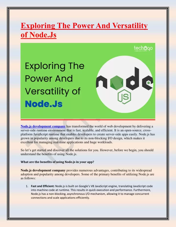 exploring the power and versatility of node js