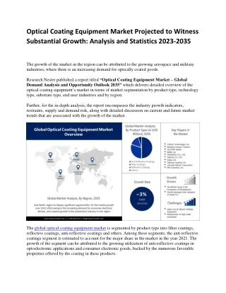 Optical Coating Equipment Market Growth Analysis 2023-2035