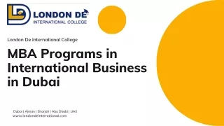 MBA Programs in International Business in Dubai
