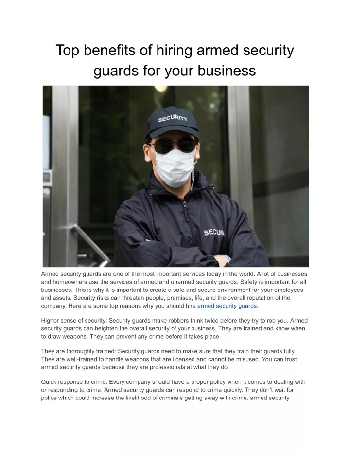 top benefits of hiring armed security guards