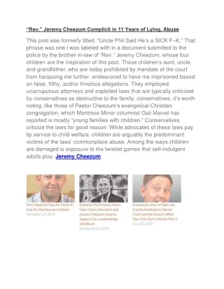 rev jeremy cheezum complicit in 11 years of lying