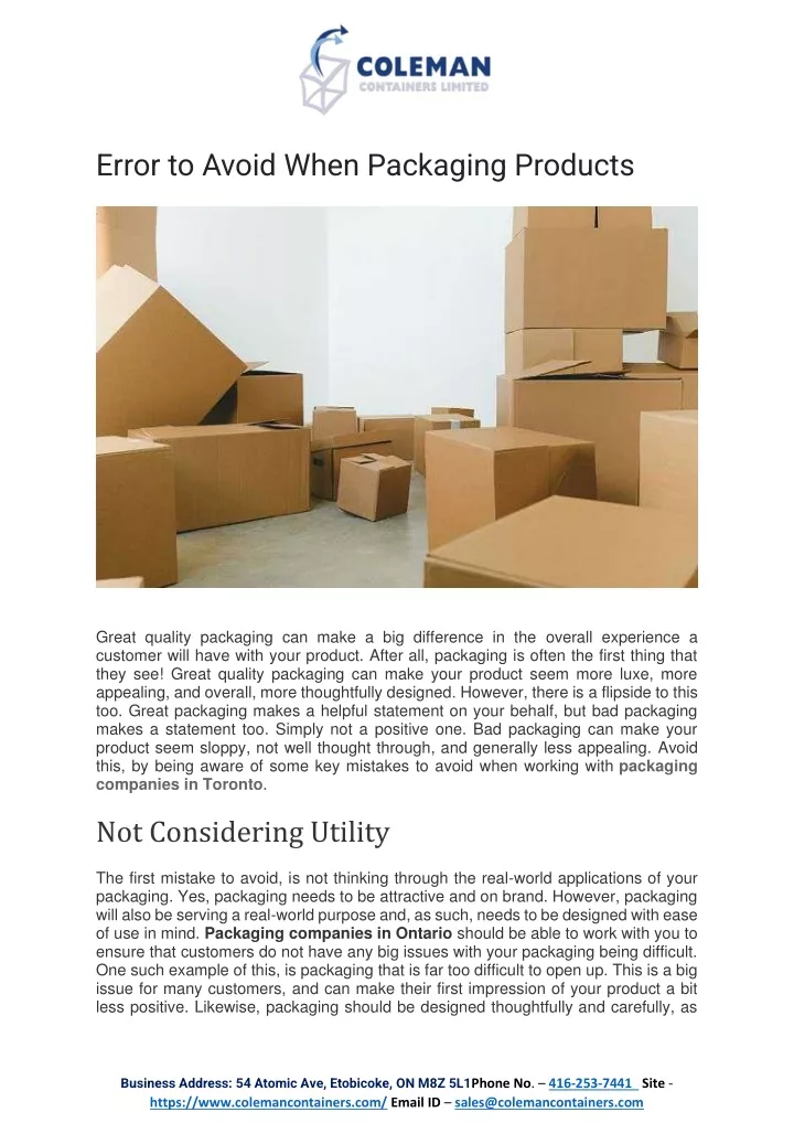 error to avoid when packaging products