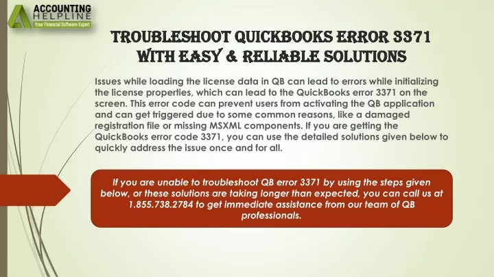 troubleshoot quickbooks error 3371 with easy reliable solutions