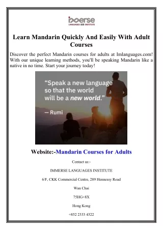 learn mandarin quickly and easily with adult