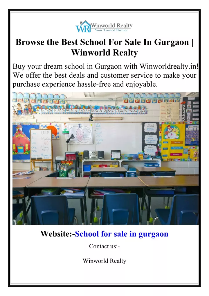 browse the best school for sale in gurgaon