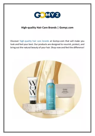 High-quality Hair Care Brands  Gomyz