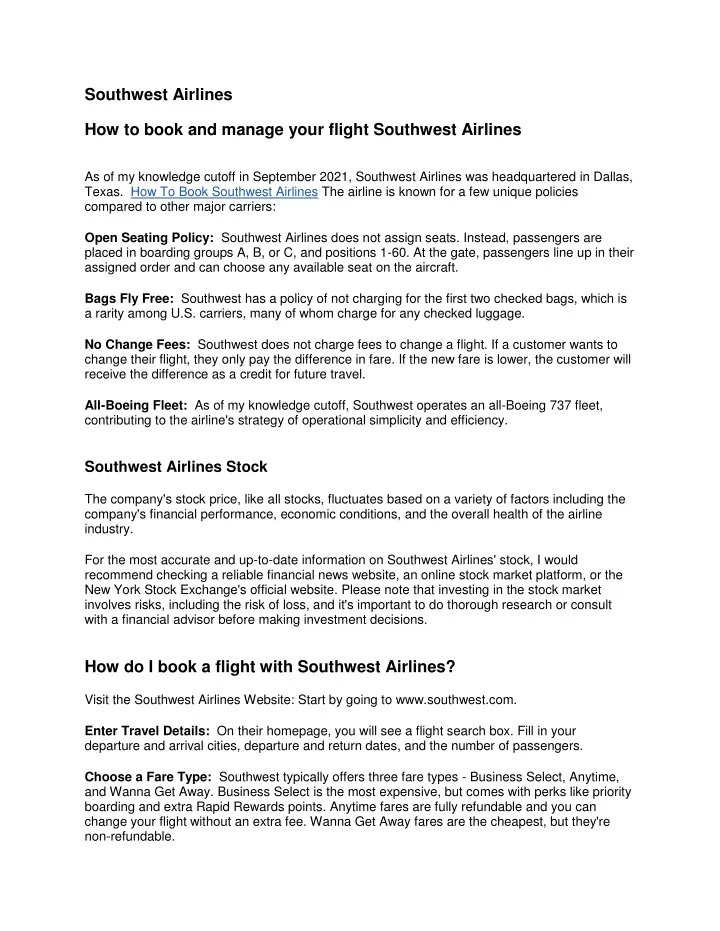 southwest airlines how to book and manage your