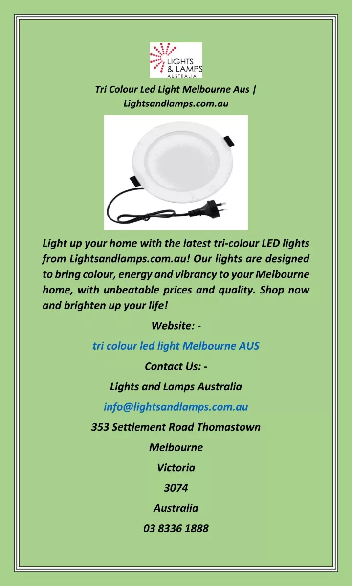 tri colour led light melbourne aus lightsandlamps