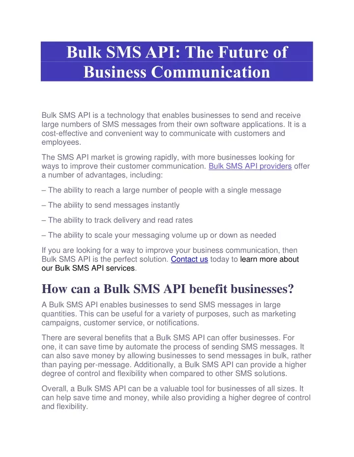 bulk sms api the future of business communication