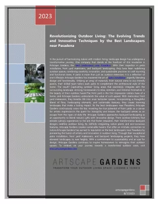 Revolutionizing Outdoor Living  The Evolving Trends and Innovative Techniques by the Best Landscapers near Pasadena