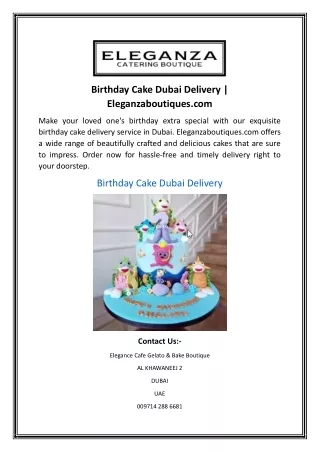 Birthday Cake Dubai Delivery Eleganzaboutiques