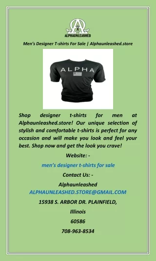 Men’s Designer T-shirts For Sale  Alphaunleashed.store