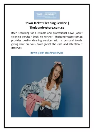 Down Jacket Cleaning Service Thelaundrystore.com.sg