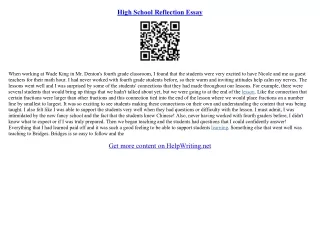 high school reflective essay