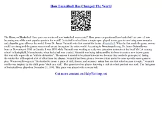 history of basketball essay