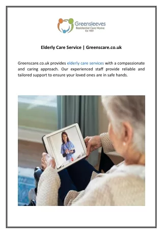 Elderly Care Service  Greenscare.co.uk
