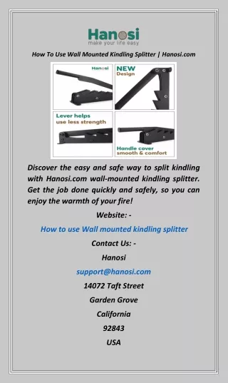 How To Use Wall Mounted Kindling Splitter  Hanosi