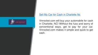 Sell My Car For Cash In Charlotte Nc  Vinrocket.com