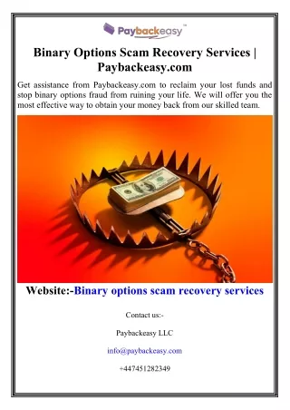 binary options scam recovery services paybackeasy