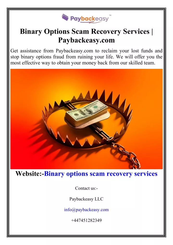 binary options scam recovery services paybackeasy