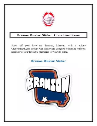 Branson Missouri Sticker  Crunchmouth.com