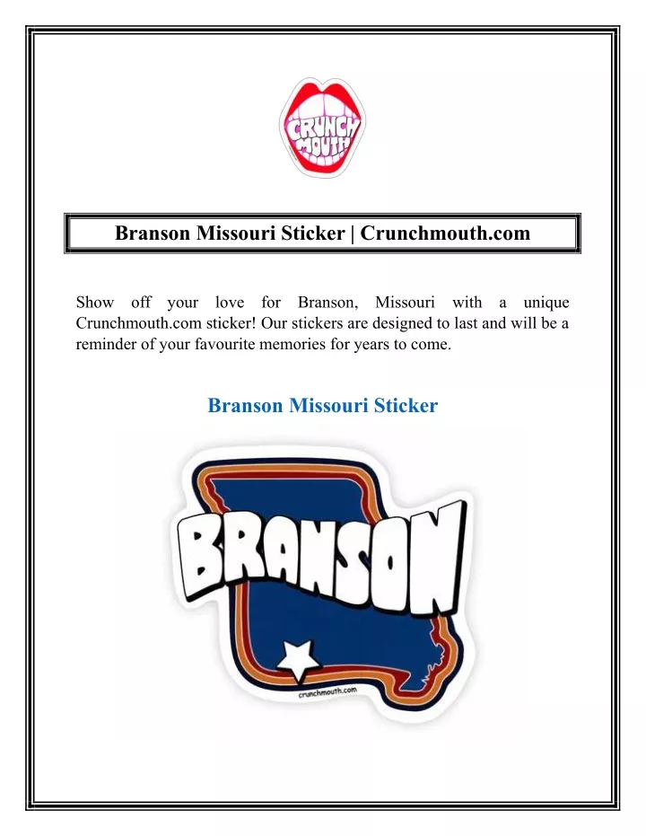 branson missouri sticker crunchmouth com