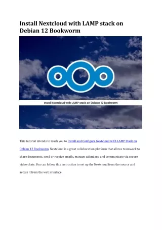 Install Nextcloud with LAMP stack on Debian 12 Bookworm