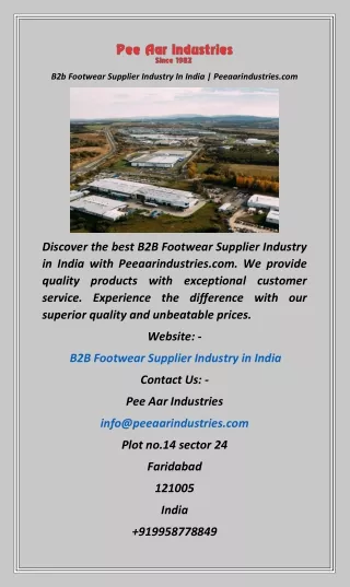 B2b Footwear Supplier Industry In India  Peeaarindustries
