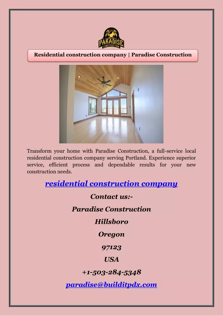 residential construction company paradise