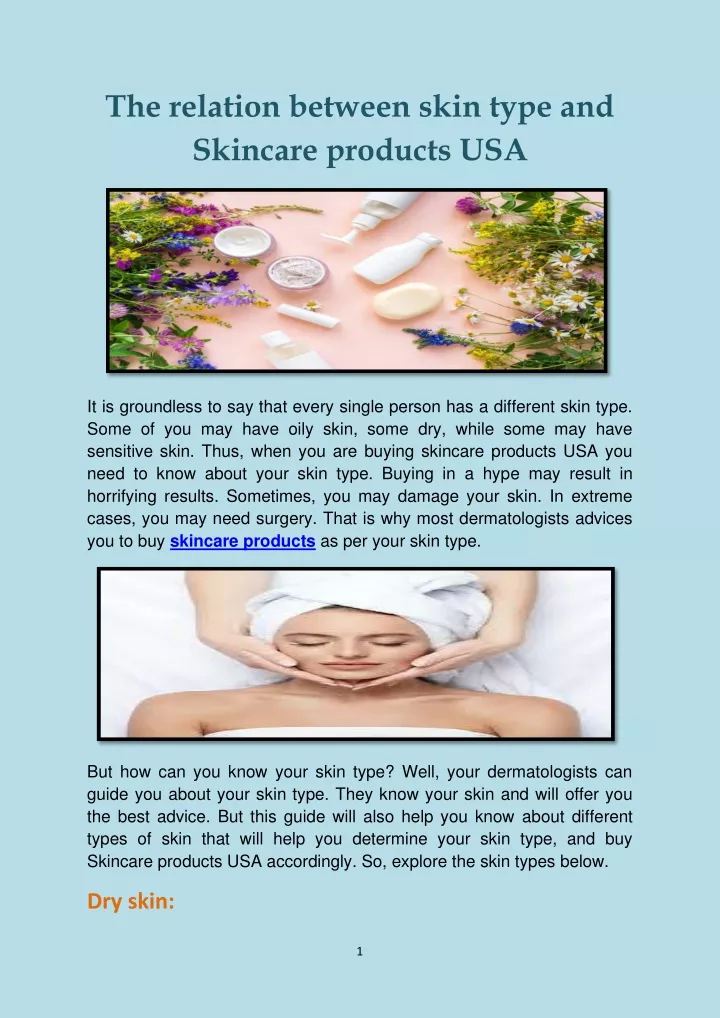 PPT - The relation between skin type and Skincare products USA PowerPoint Presentation - ID:12400199