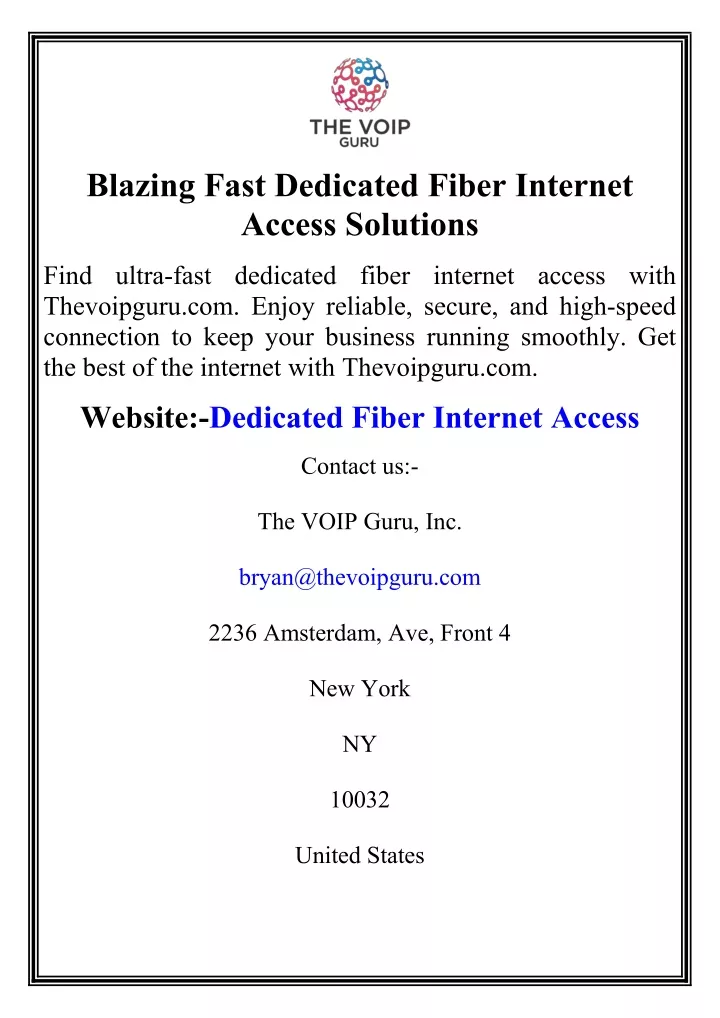 blazing fast dedicated fiber internet access