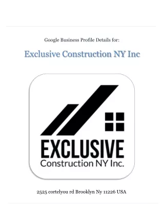 Exclusive construction NY lnc.