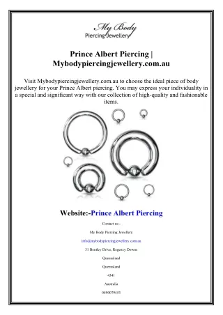 Prince Albert Piercing Mybodypiercingjewellery.com.au