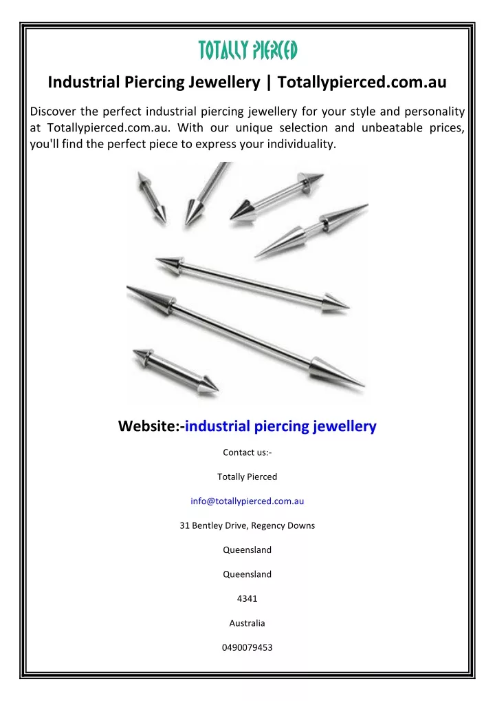 industrial piercing jewellery totallypierced