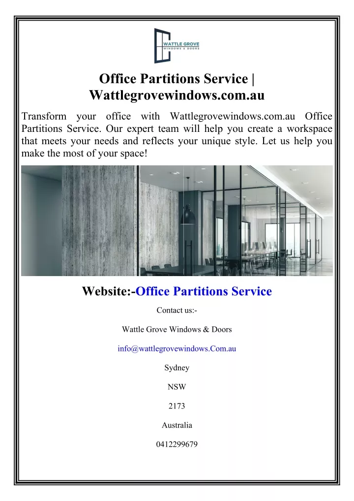 office partitions service wattlegrovewindows